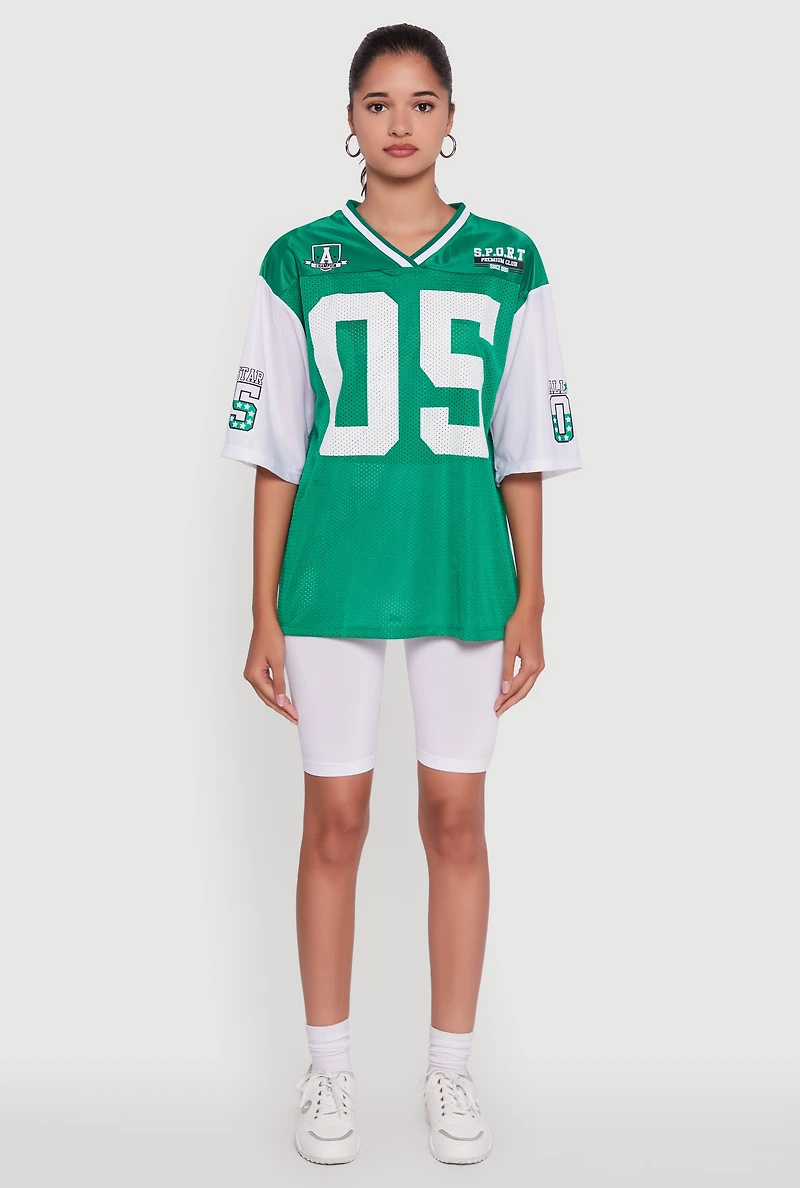 Womens V-Neck All Star 05 Graphic Football Jersey, Green,