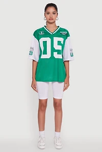 Womens V-Neck All Star 05 Graphic Football Jersey, Green,