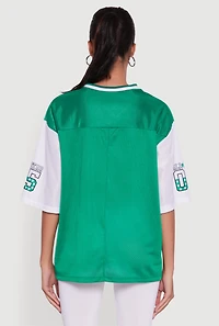 Womens V-Neck All Star 05 Graphic Football Jersey, Green,