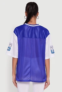 Womens V-Neck All Star 05 Graphic Football Jersey, Blue, Size M