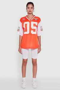 Womens V-Neck All Star 05 Graphic Football Jersey, Orange, Size S