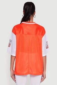Womens V-Neck All Star 05 Graphic Football Jersey, Orange, Size S