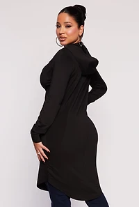 Button Front Hooded Tunic Top