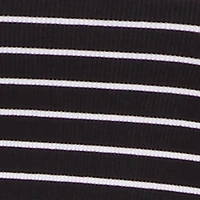 Striped Rib Knit Cropped Long Sleeve Scoop Neck Tee