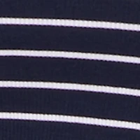 Striped Rib Knit Cropped Long Sleeve Scoop Neck Tee