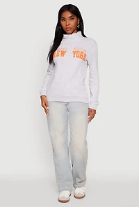 Womens Brooklyn New York Half Zip Pullover Sweatshirt, Grey, Size M