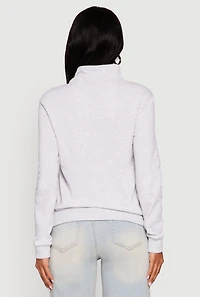 Womens Brooklyn New York Half Zip Pullover Sweatshirt, Grey, Size M