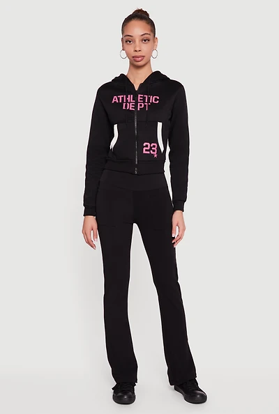 Athletic Dept 23 Graphic Cropped Zip Front Hoodie
