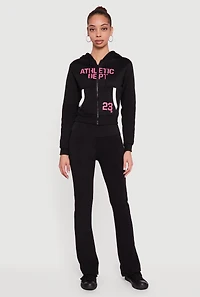 Athletic Dept 23 Graphic Cropped Zip Front Hoodie