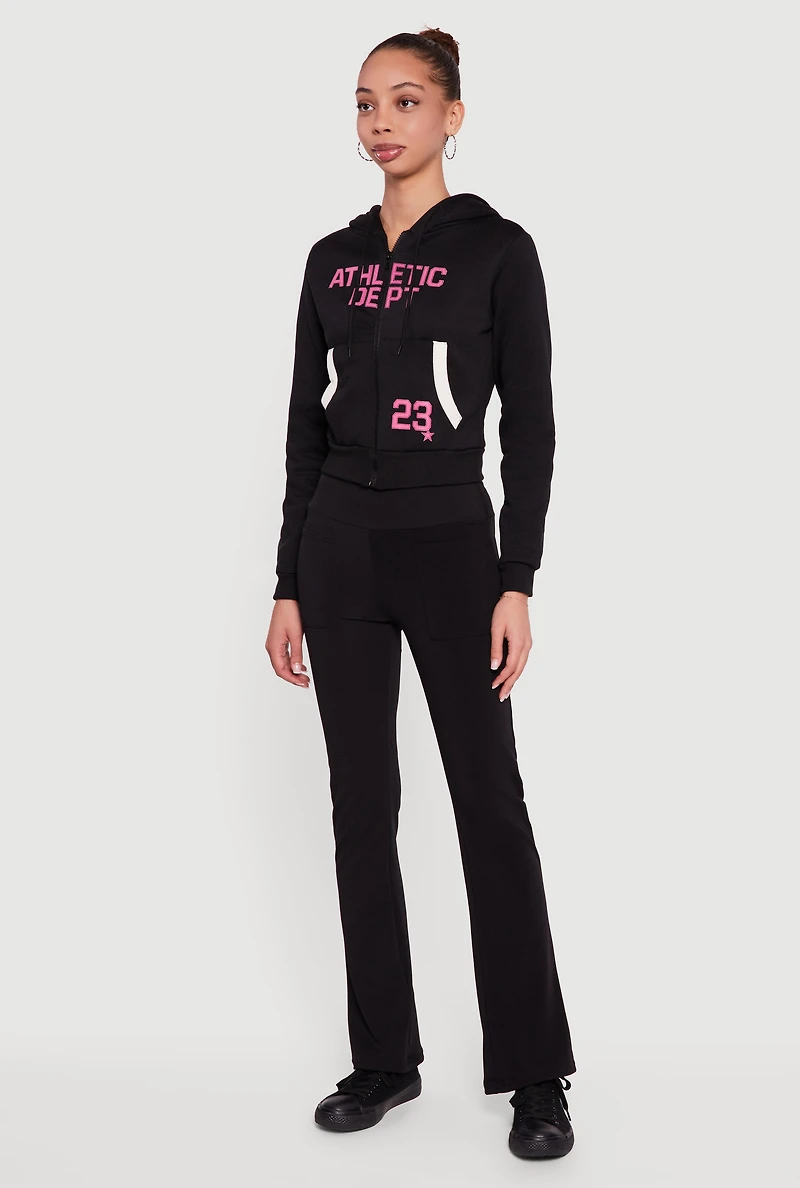 Athletic Dept 23 Graphic Cropped Zip Front Hoodie