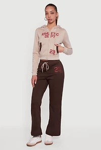 Womens Athletic Dept 23 Graphic Cropped Zip Front Hoodie,