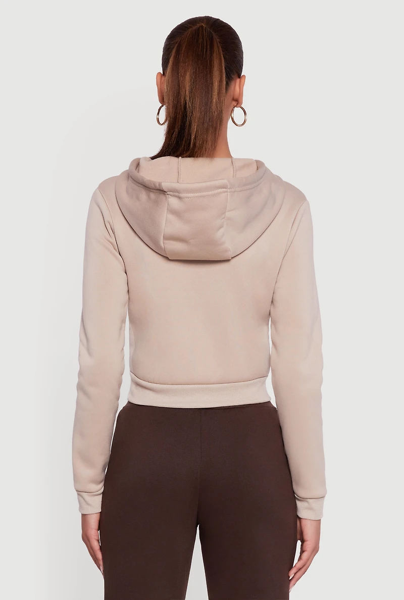 Womens Athletic Dept 23 Graphic Cropped Zip Front Hoodie,