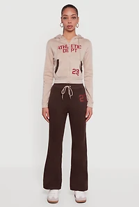 Womens 23 Graphic Drawstring Waist Flare Leg Sweatpants, Brown, Size XL