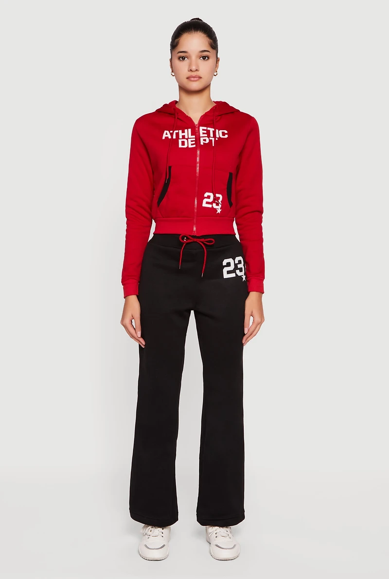 23 Graphic Drawstring Waist Flare Leg Sweatpants