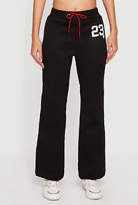 Womens 23 Graphic Drawstring Waist Flare Leg Sweatpants, Black, Size S