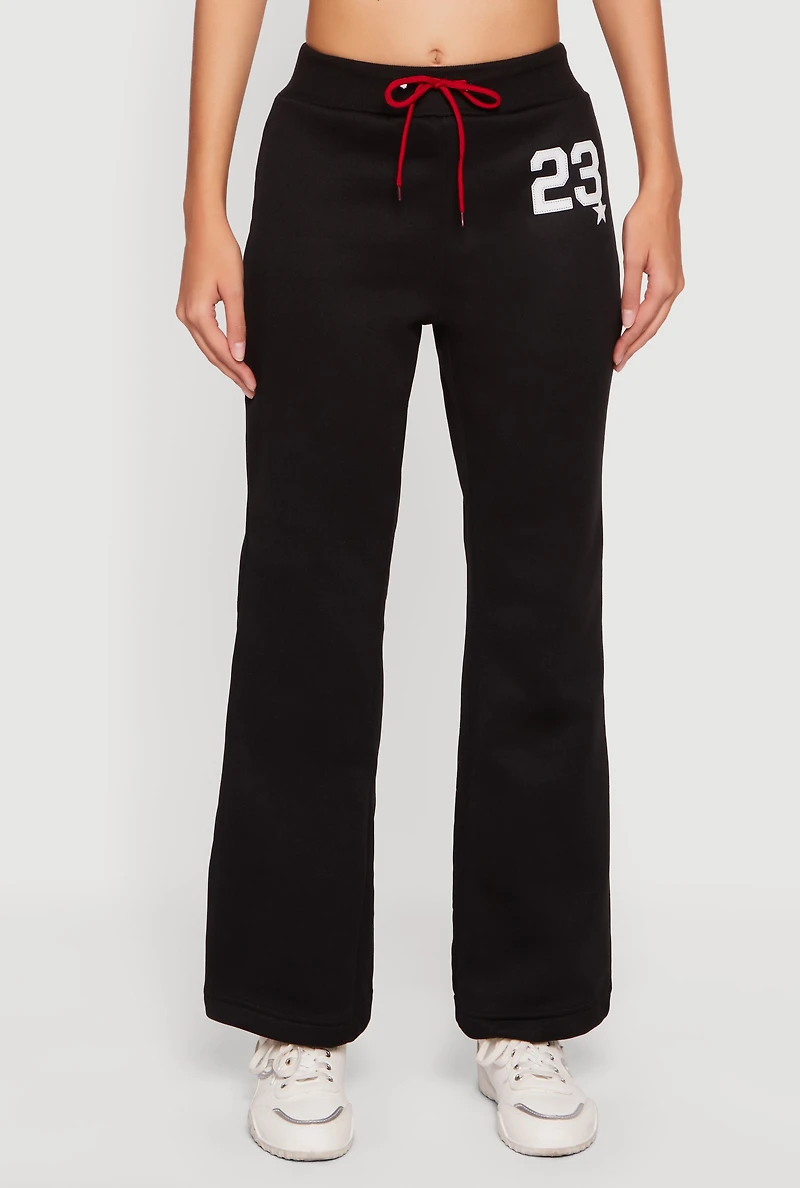 23 Graphic Drawstring Waist Flare Leg Sweatpants
