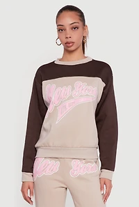 New York Graphic Color Block Pullover Sweatshirt