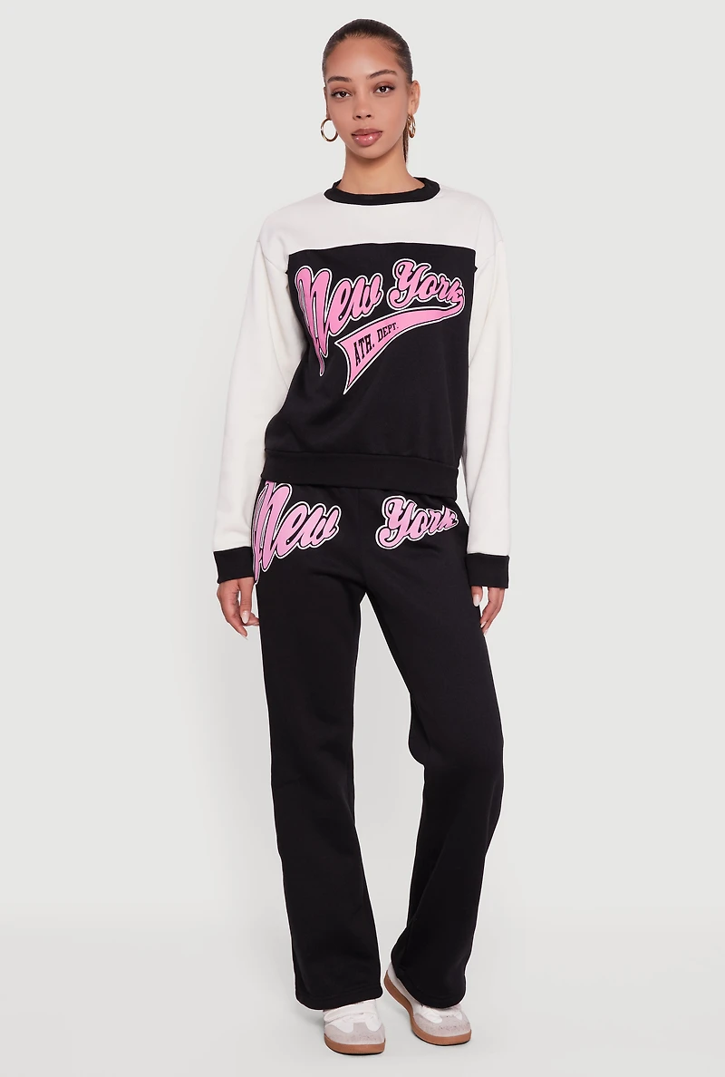 New York Graphic Flare Leg Sweatpants