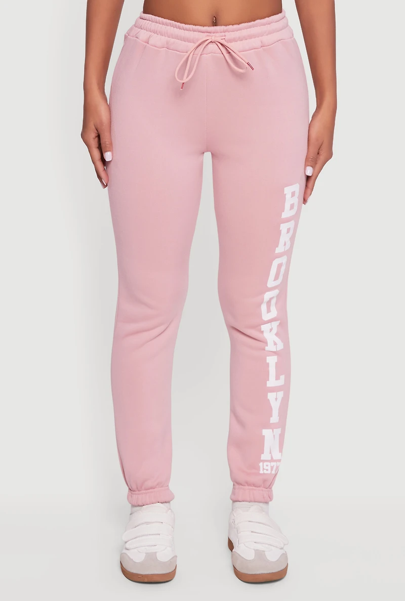 Womens Brooklyn 1977 Fleece Sweatpants, Pink, Size XL