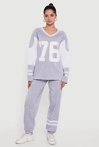 Trendy Fleece Lined Varsity Stripe Sweatpants