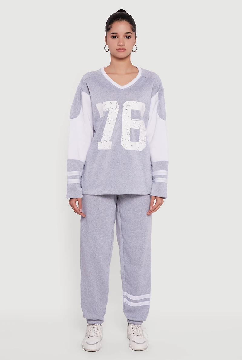 Trendy Fleece Lined Varsity Stripe Sweatpants