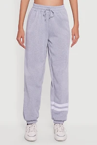 Trendy Fleece Lined Varsity Stripe Sweatpants