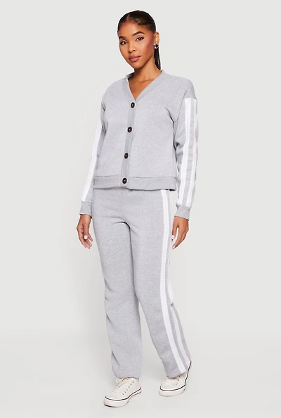 High Waisted Wide Leg Varsity Stripe Sweatpants