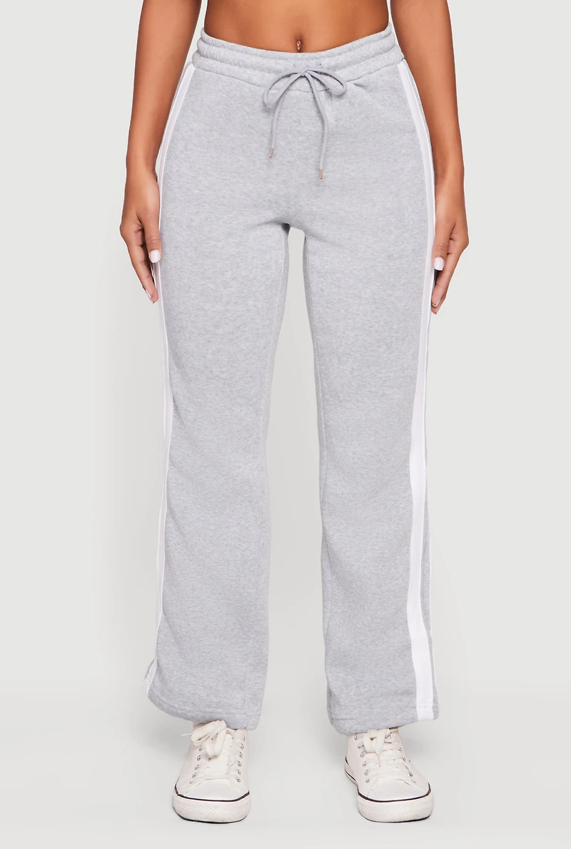 High Waisted Wide Leg Varsity Stripe Sweatpants