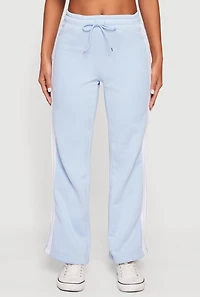 Womens High Waisted Wide Leg Varsity Stripe Sweatpants, Blue, Size S