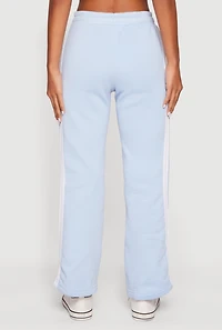 Womens High Waisted Wide Leg Varsity Stripe Sweatpants, Blue, Size S