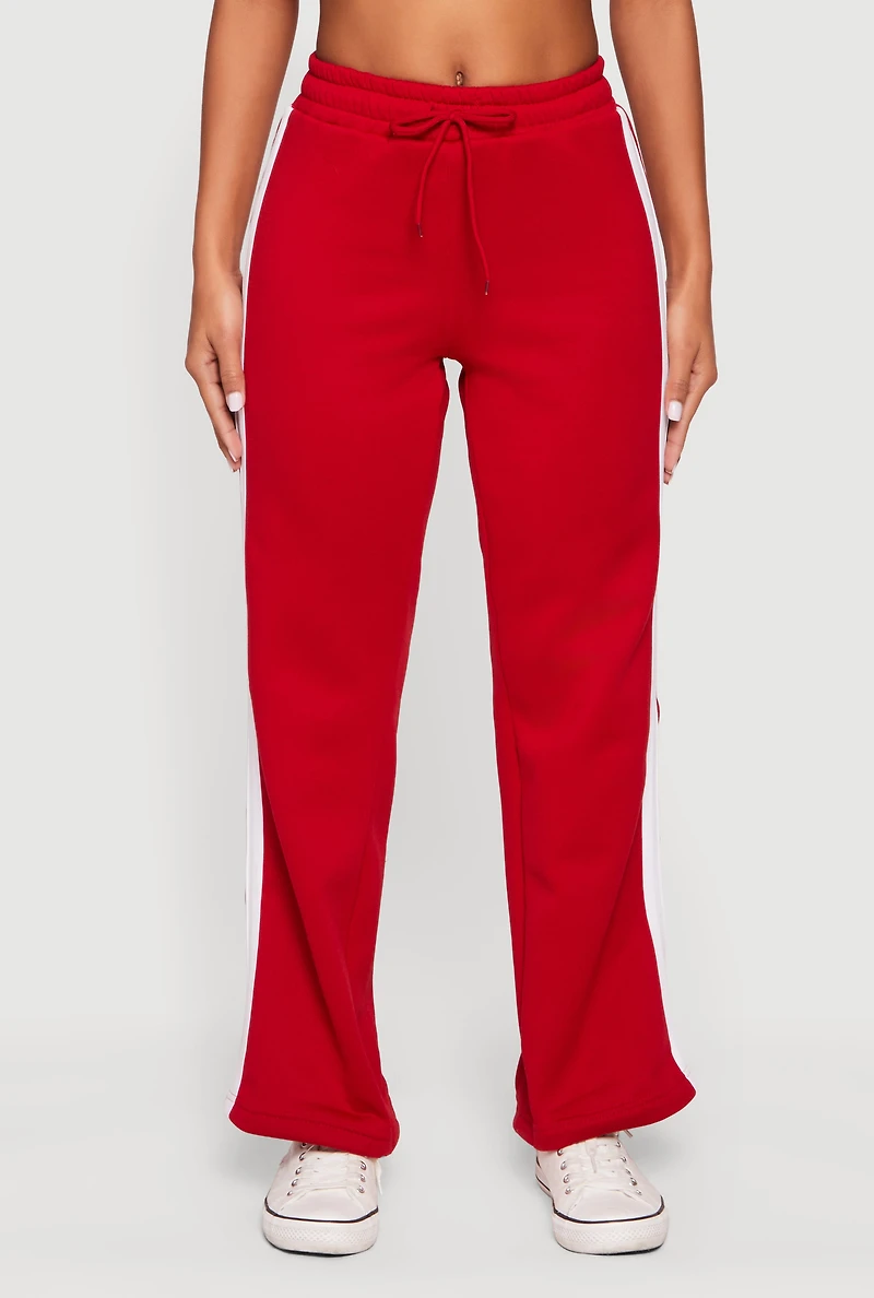 High Waisted Wide Leg Varsity Stripe Sweatpants