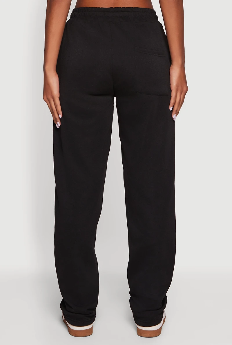 Womens Solid High Waisted Sweatpants, Black, Size XL