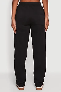 Womens Solid High Waisted Sweatpants, Black, Size XL