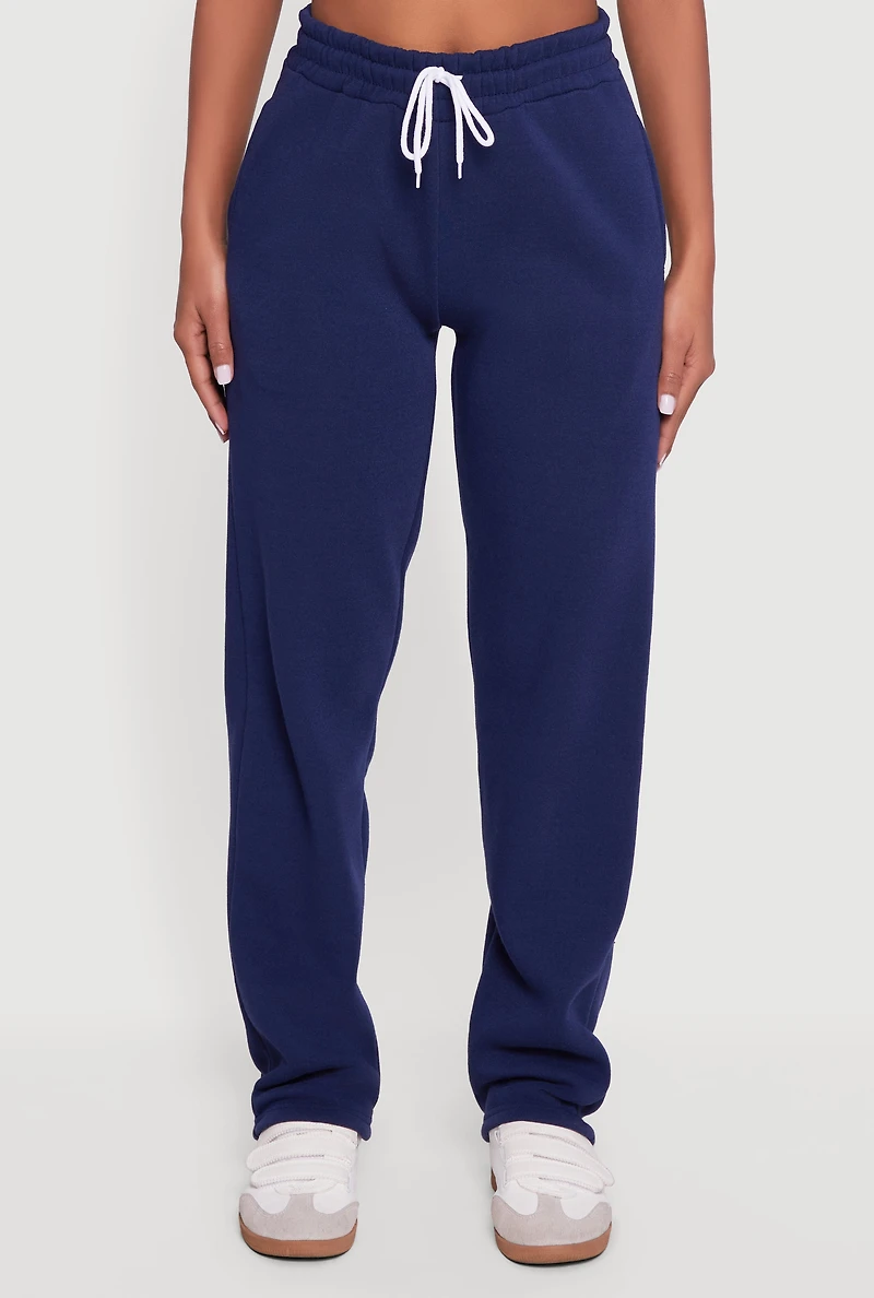 Womens Solid High Waisted Sweatpants,