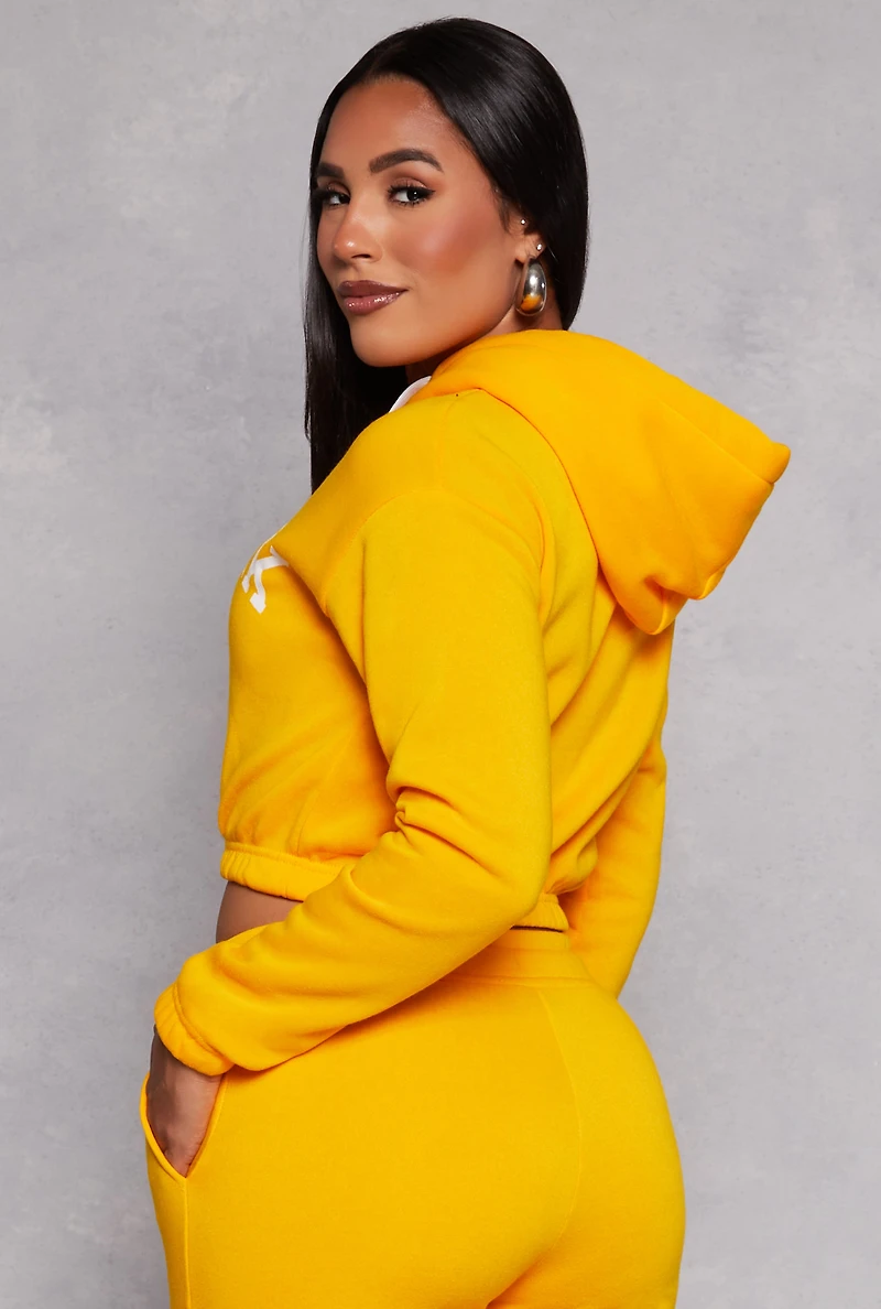 New York Forever Graphic Cropped Hoodie