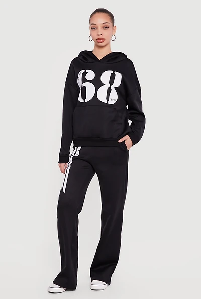 High Waisted 68 Graphic Fleece Sweatpants