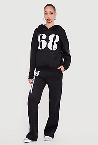 High Waisted 68 Graphic Fleece Sweatpants