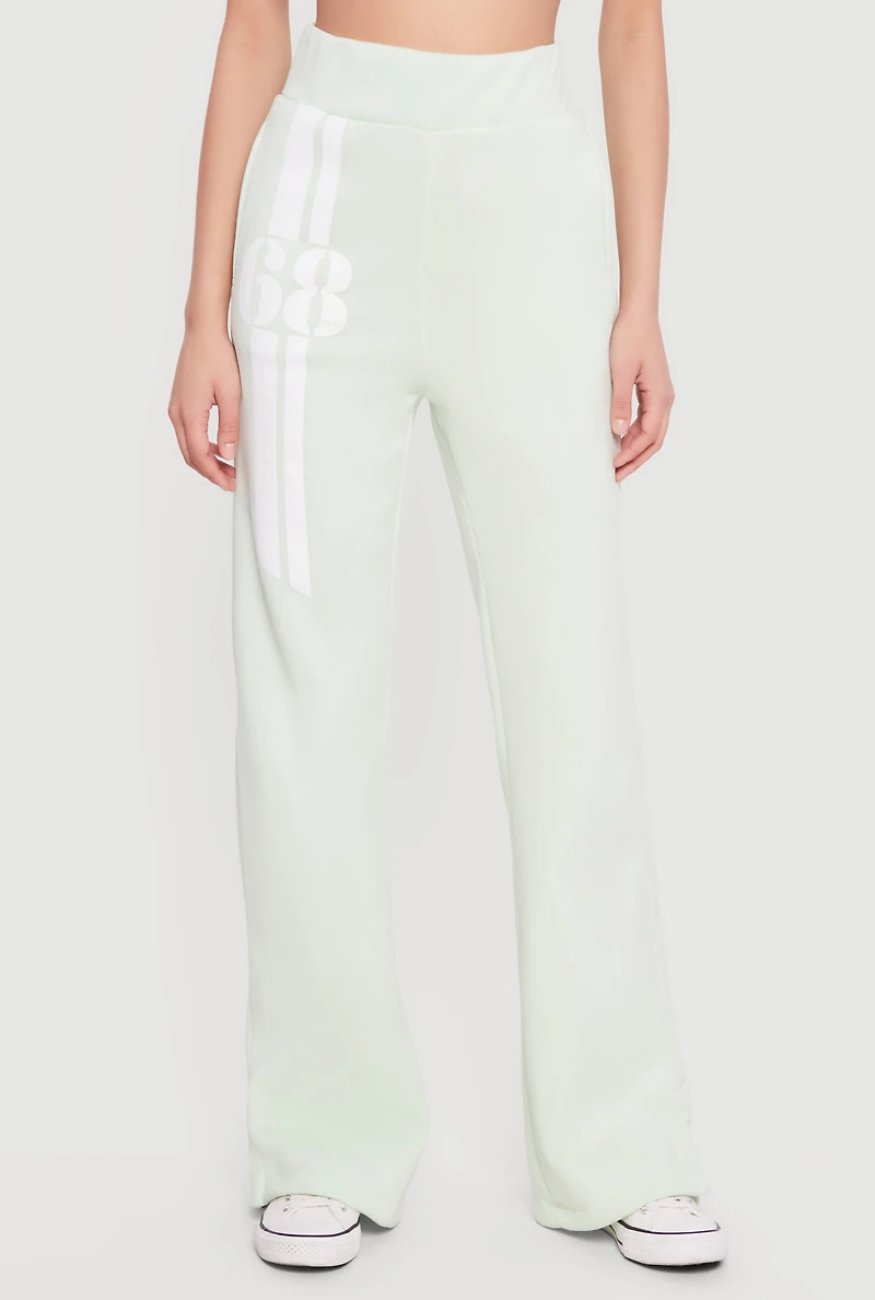 High Waisted 68 Graphic Fleece Sweatpants