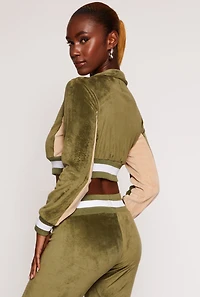 NY Chenille Patch Zip Cropped Sweatshirt