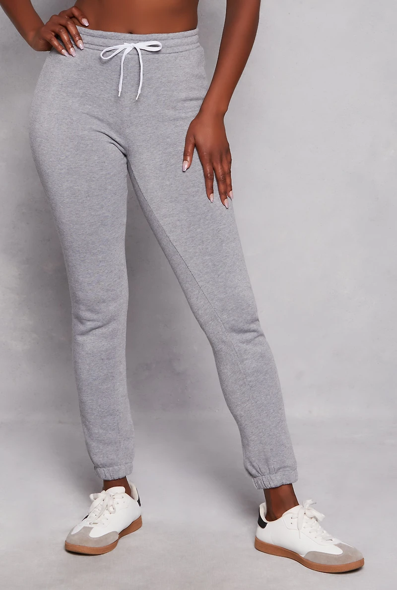 Fleece Drawstring High Waist Sweatpants