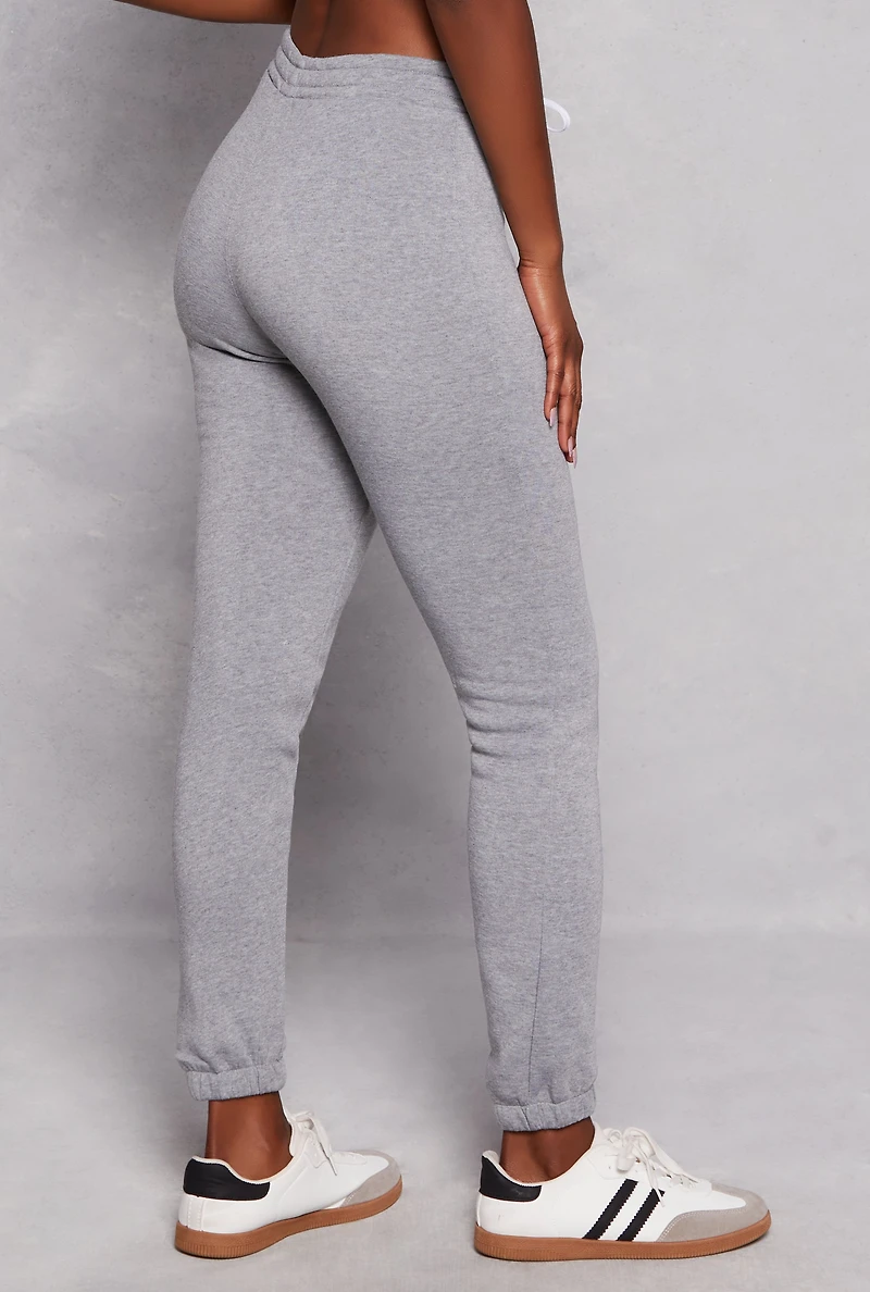 Fleece Drawstring High Waist Sweatpants