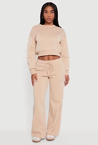 Crew Neck Cropped Pullover Sweatshirt