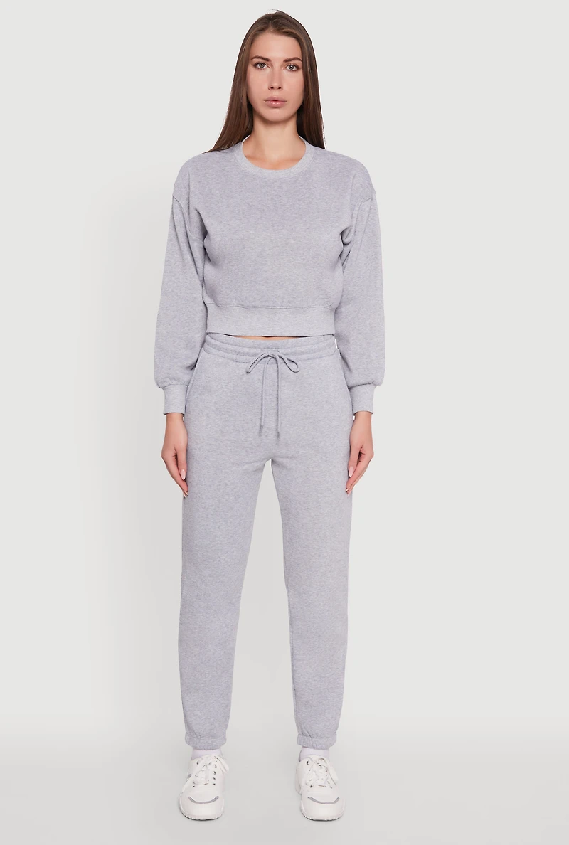 Womens Fleece Sweatpants with Pockets, Grey, Size S