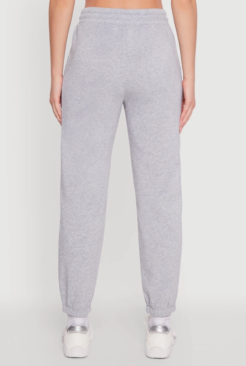Womens Fleece Sweatpants with Pockets, Grey, Size S