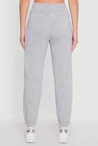 Womens Fleece Sweatpants with Pockets, Grey, Size S