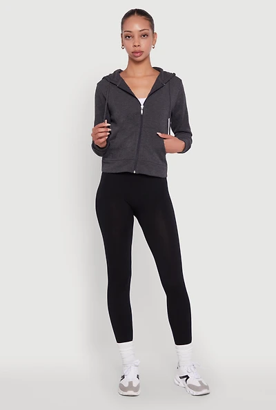 Zip Front Fleece Hooded Sweatshirt