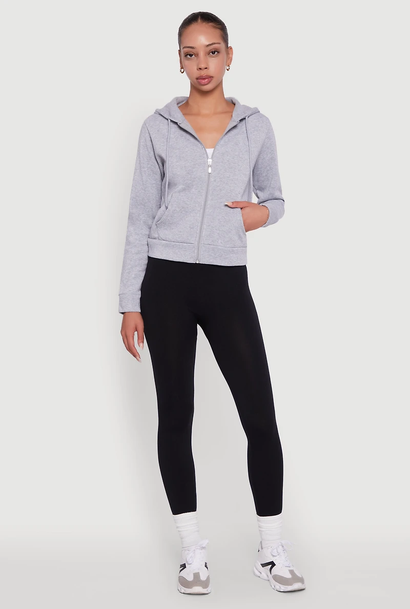 Zip Front Fleece Hooded Sweatshirt