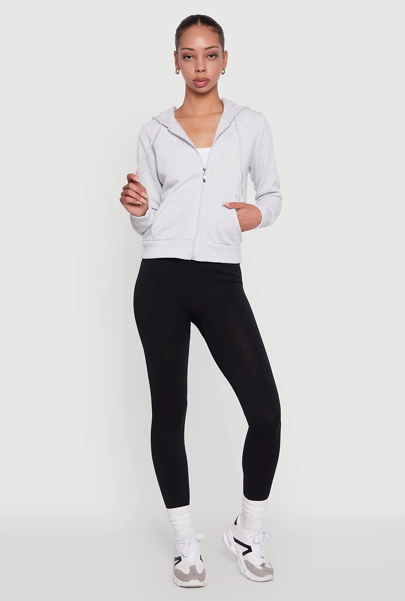 Zip Front Fleece Hooded Sweatshirt