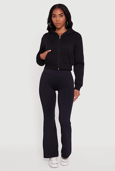 Womens Cropped Zip Front Hoodie,