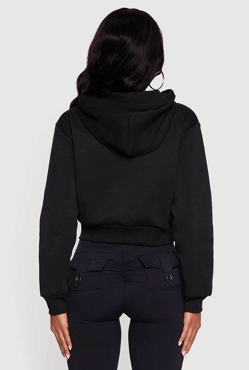 Cropped Zip Front Hoodie